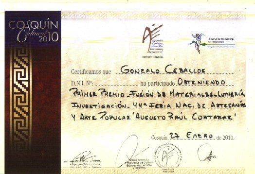 First Prize - Materials Merger - Lutheria, Research. COSQUIN 2010